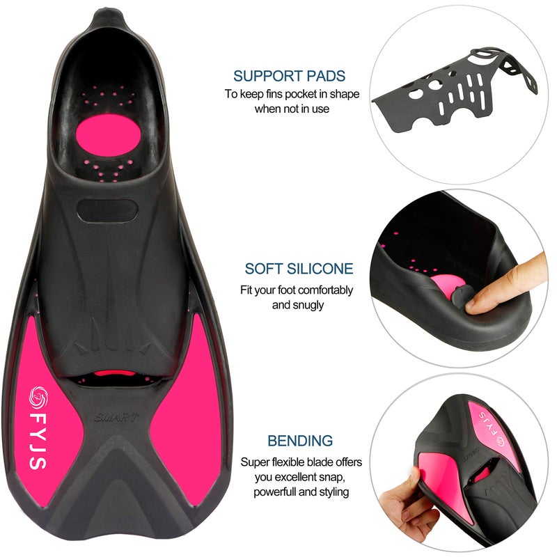 F FYJS Short Swim Fins,Travel Size Diving Flippers with Mesh Carrying Bag for Adult Men Women - Image 2